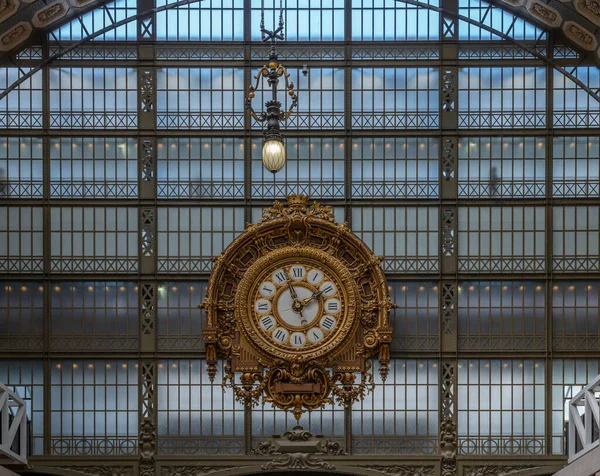 Paris France 2023 Orsay Museum View Golden Clock Main Hall — Stock Photo, Image