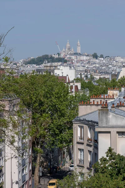 Paříž Francie 2023 Pohled Čtvrť Montmartre Baziliku Posvátného Srdce Náměstí — Stock fotografie