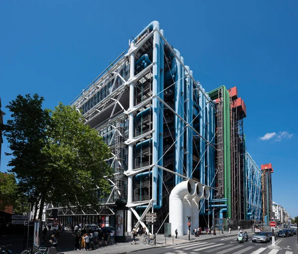 Párizs Franciaország 2023 Pompidou Központ Kilátás Pompidou Központ Épületének Homlokzatára — Stock Fotó