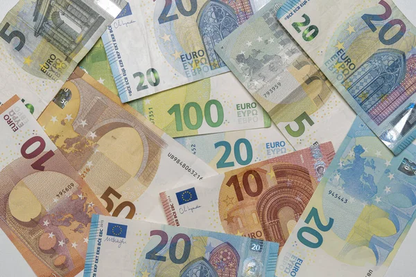 Still Life Close View Euro Banknote Coins — Stock Photo, Image