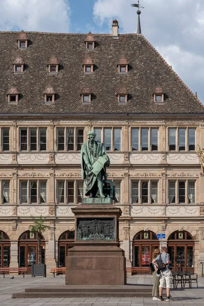 Страсбург Франція 2023 Вид Площу Торгово Промислової Палати Площі Гутенберга — стокове фото
