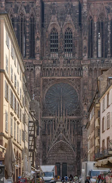 Estrasburgo Francia 2023 Catedral Estrasburgo Vista Fachada Catedral Desde Calle —  Fotos de Stock