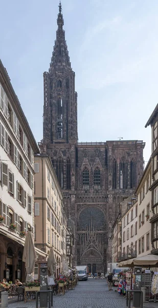 stock image Strasbourg, France - 06 26 2023: Strasbourg cathedral: View of the facade of the cathedral from Merciere street