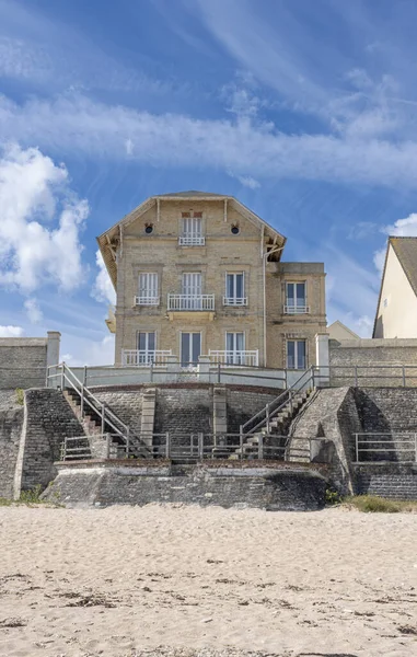 Saint Aubin Sur Mer Frankrike 2021 Ett Typiskt Stenhus Med — Stockfoto