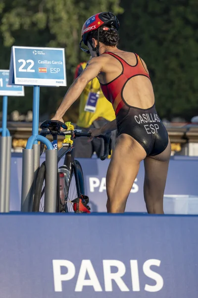 Paříž Francie 2023 Paris 2024 Triathlon Test Event Ženy Triatlonistky Stock Obrázky