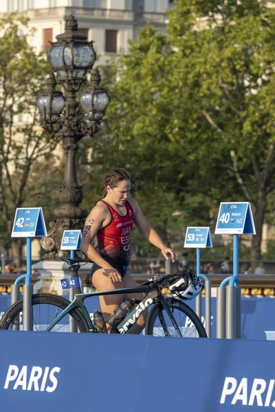 Paříž Francie 2023 Paris 2024 Triathlon Test Event Ženy Triatlonistky Stock Fotografie