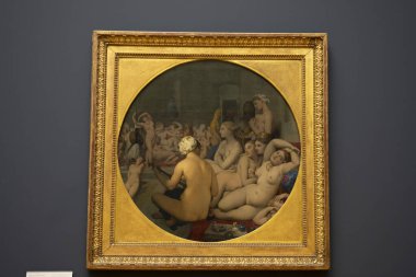 Paris, Fransa - 01 06 2024 Louvre Müzesi. Jean-Auguste-Dominique Ingres tarafından boyanmış Türk Hamamı