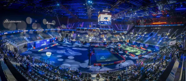 Paříž Francie 2023 Pohled Budovy Adidas Arena Soutěží Badmintonu Stock Fotografie
