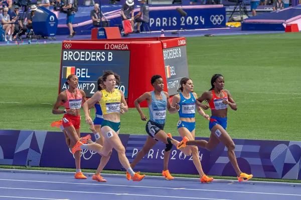 stock image Paris, France - 08 03 2024: Olympic Games Paris 2024. View of wommen's 800m in the stadium during repechage round of The Olympic Athletics events