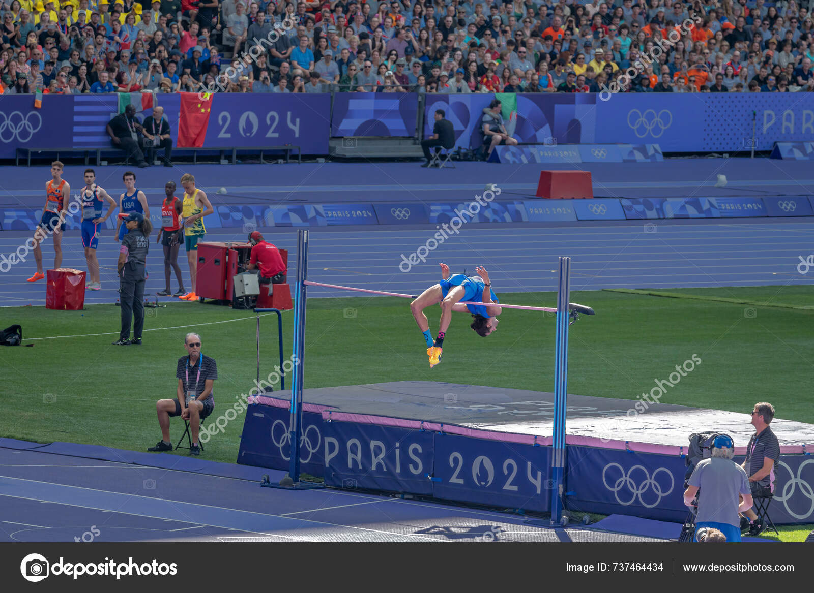 프랑스 2024 Olympic Games Paris 2024 올림픽 경기장에서 자격의 — 스톡 에디토리얼 사진 © frlegros 737464434
