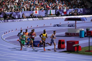 Paris, France - 08 07 2024: Olympic Games Paris 2024. View of men's 800m first round in the stadium during The Olympic Athletics events clipart