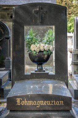 Paris, France - 08 16 2024: Montmartre cemetery. View of graves in the cemetery clipart