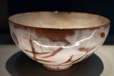 Paris, Fransa - 07: 20 2024: Cernuschi Müzesi. Kase, seramik resim, Zao Wou-Ki, Çin