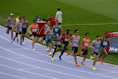Paris, Fransa - 08: 30 2024: Paris Olimpiyat Oyunları 2024. Paralimpik Atletizm Oyunları sırasında stadyumdaki 5000m T11 final turu izleniyor