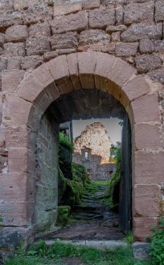 Ottrott Castles, France - 09 07 2024: View of the site entrance and Roman palace of the Rathsamhausen Castle clipart