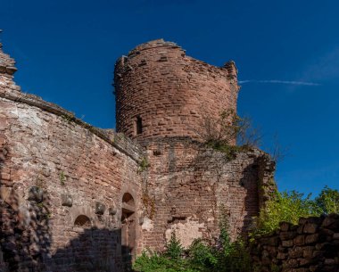 Ottrott Castles, France - 09 07 2024: View inside the Rathsamhausen Castle courtyard clipart