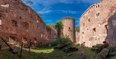 Ottrott Castles, France - 09 07 2024: View inside the Lutzelbourg Castle courtyard clipart