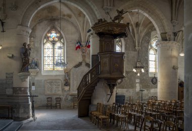 Ault, France - 09 15 2024: View inside the Saint-Pierre d'Ault Catholic Church clipart