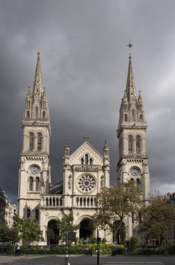 Paris, France - 10 10 2024: Saint Ambrose Church. View the facade outside the church clipart