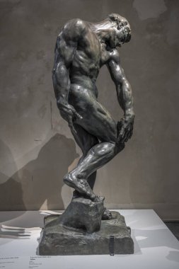 Paris, Fransa - 12 14 2024 Bourdelle Müzesi. Bronz heykel Adam Auguste Rodin tarafından yapıldı