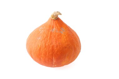 Still life. Close up of an orange pumpkin on a white background clipart