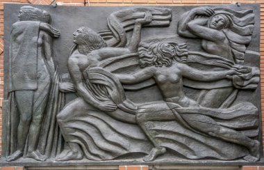 Paris, France - 12 14 2024: Bourdelle Museum. Bronze sculpture The muses run to Apollo sculpted by Antoine Bourdelle clipart