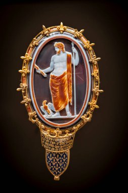 Paris, Fransa - 05 03 2025: Bibliotheque Nationale de France Richelieu Müzesi. Cameo, Jüpiter