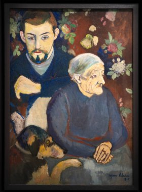 Paris, Fransa - 05: 12 2025: Pompidou Merkezi. Suzanne Valadon 'un çizdiği büyükanne ve torun