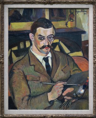 Paris, Fransa - 05: 12 2025: Pompidou Merkezi. Maurice Utrillo 'nun portresi Suzanne Valadon tarafından yapıldı.