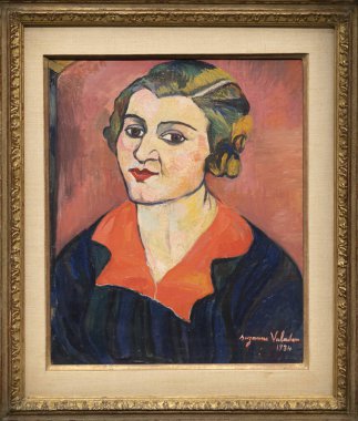 Paris, Fransa - 05: 12 2025: Pompidou Merkezi. Suzanne Valado 'nun yaptığı bir kadın portresi