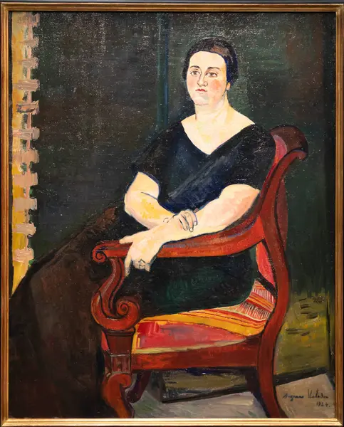 Paris, Fransa - 05: 12 2025: Pompidou Merkezi. Suzanne Valado tarafından yapılmış Germaine Eisenmann portresi