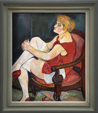 Paris, Fransa - 05: 12 2025: Pompidou Merkezi. Suzanne Valadon tarafından boyanmış beyaz çoraplı kadınlar.