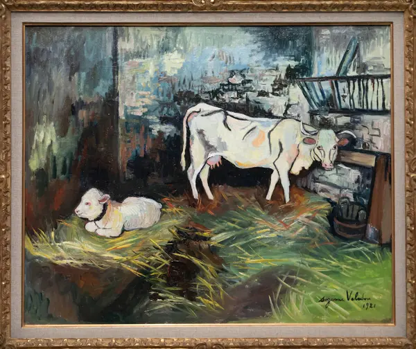 Paris, Fransa - 05: 12 2025: Pompidou Merkezi. Beaujolais 'deki ahır Suzanne Valadon tarafından boyanmış.