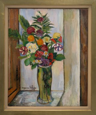 Paris, Fransa - 05: 12 2025: Pompidou Merkezi. Suzanne Valadon tarafından boyanmış çiçekler