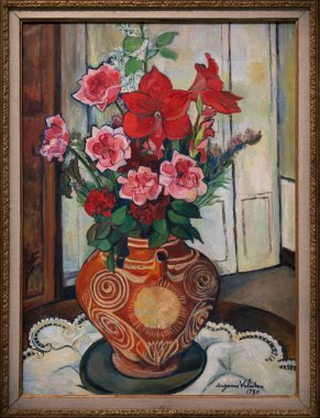 Paris, Fransa - 05: 12 2025: Pompidou Merkezi. Suzanne Valadon tarafından boyanmış Çiçek Buketi