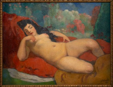 Paris, Fransa - 05: 12 2025: Pompidou Merkezi. Uyuyan Kadın Angela Delasalle