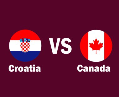 Hırvatistan ve Kanada İsim Sembol Tasarımı Avrupa ve Kuzey Amerika Futbol Final Vektörü Avrupa ve Kuzey Amerika Ülkeleri Futbol Takımları Çizimleriyle Bayrak