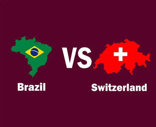 Brazilië Zwitserland Kaart Met Namen Symbool Ontwerp Europa Latijns Amerika — Stockvector