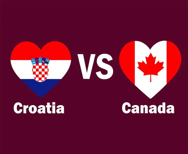 名前でクロアチアとカナダフラグハートシンボルデザインヨーロッパと北アメリカサッカー決勝ベクトルヨーロッパと北アメリカ諸国サッカーチームイラスト — ストックベクタ