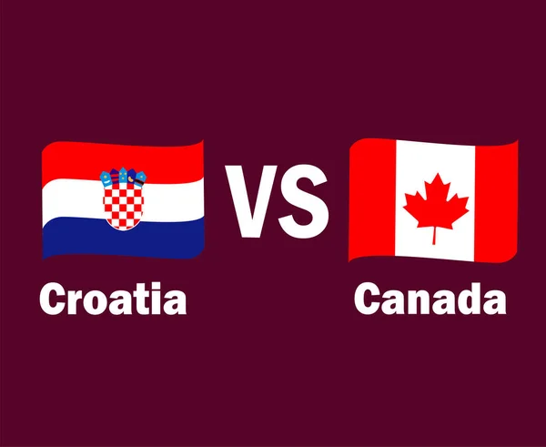 Horvátország Kanada Zászló Szalag Nevek Szimbólum Tervezés Európa Észak Amerika — Stock Vector
