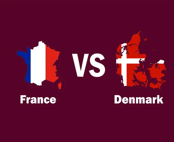 Francia Danemark Mapa Con Nombres Symbol Design Europa Fútbol Final — Vector de stock