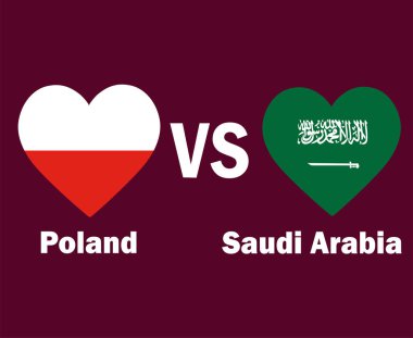 Polonya ve Suudi Arabistan 'ın Bayrak Kalbi İsim Tasarımı Avrupa ve Asya Futbol Final Vektörü Avrupa ve Asya Ülkeleri Futbol Takımları İllüstrasyonu
