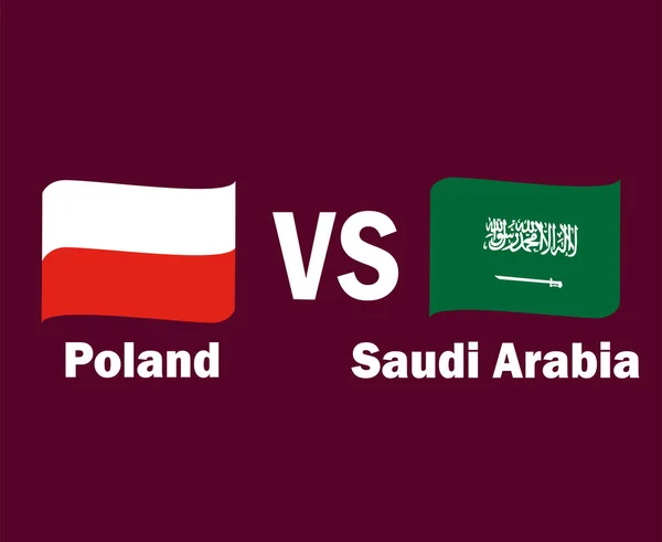 Флагманская Лента Польши Саудовской Аравии Именами Символ Дизайн Европы Азии — стоковый вектор