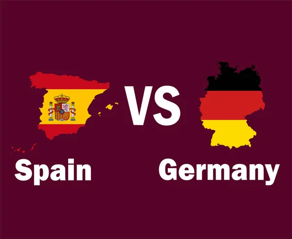 Spain Germany Map Names Symbol Design Europe Football Final Vector — стоковий вектор