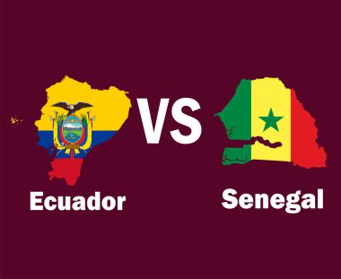 Ekvador ve Senegal Haritası İsim Sembol Tasarımı Latin Amerika ve Afrika futbolu Final Vektörü Latin Amerika ve Afrika Ülkeleri Futbol Takımları İllüstrasyonu