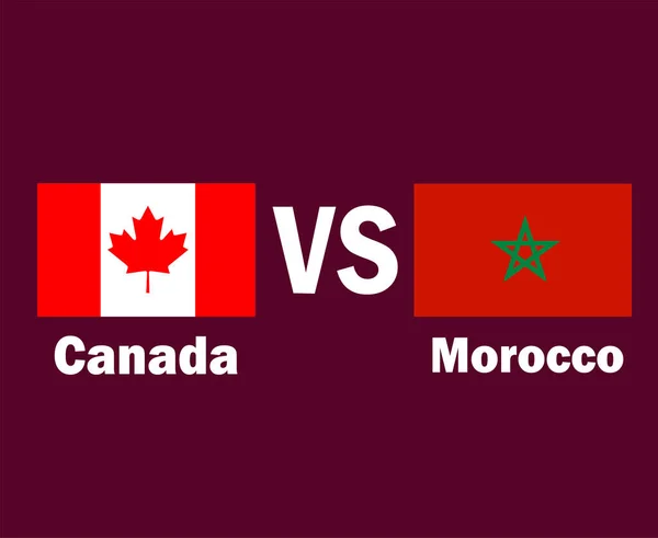 カナダとモロッコ名前で旗のエンブレムシンボルデザイン北米とアフリカサッカー決勝ベクトル北米とアフリカ諸国サッカーチームイラスト — ストックベクタ