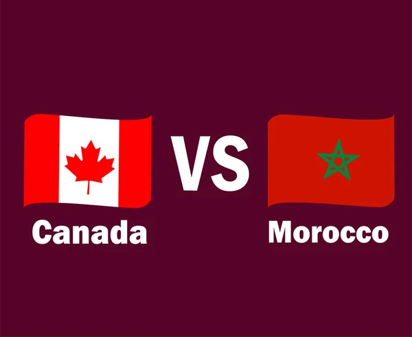 シンボルデザインのカナダとモロッコ国旗リボン北アメリカとアフリカサッカー決勝ベクトル北アメリカとアフリカ諸国サッカーチームイラスト — ストックベクタ