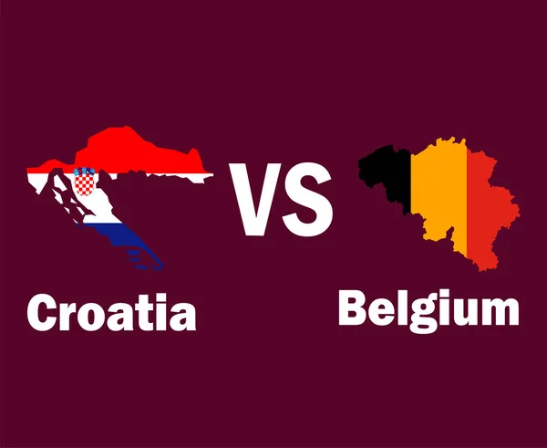 Kroatië België Kaart Vlag Met Namen Symbool Ontwerp Europa Voetbal — Stockvector