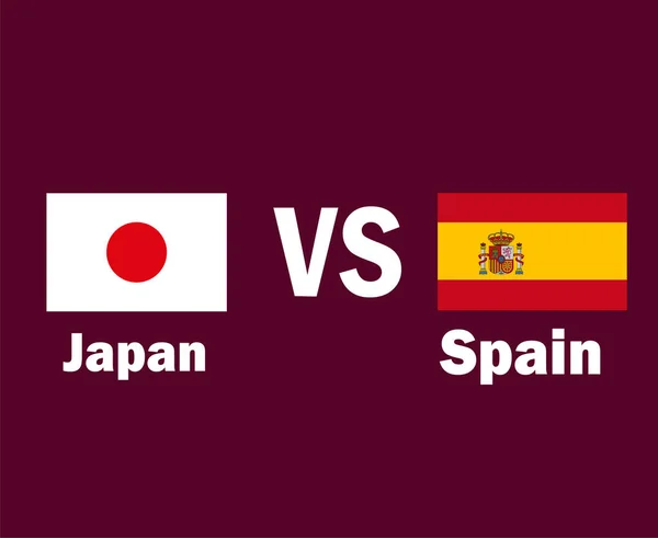 Japan Spain Flag Emblem Names Symbol Design Asia Europe Football — стоковий вектор