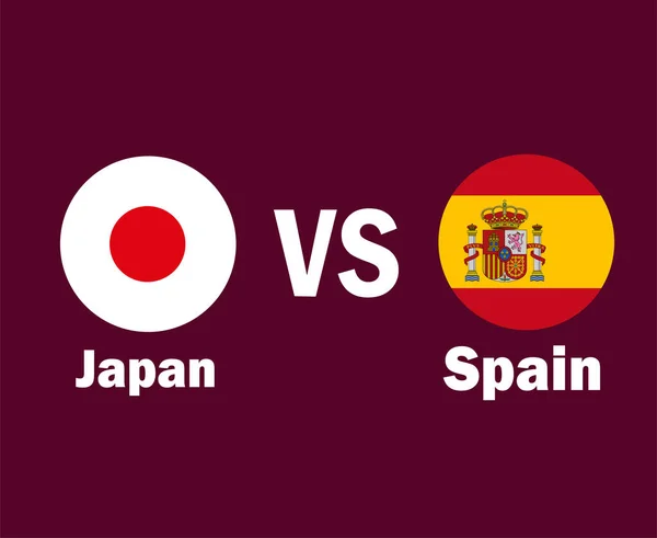 Japan Spain Flag Names Symbol Design Asia Europe Football Final — стоковий вектор